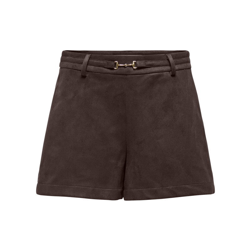 Only - Short Chino Marron à Coupe Droite Pourvu D'une Ceinture Décorative - Marron Only - Short Chino Marron à Coupe Droite Pourvu D'une Ceinture Décorative - Marron