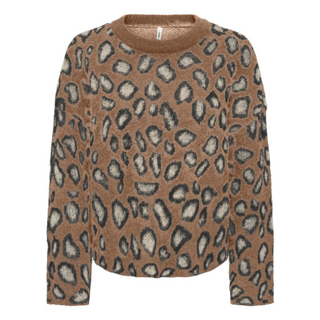 Pull léopard à coupe droite pourvu d'un col...