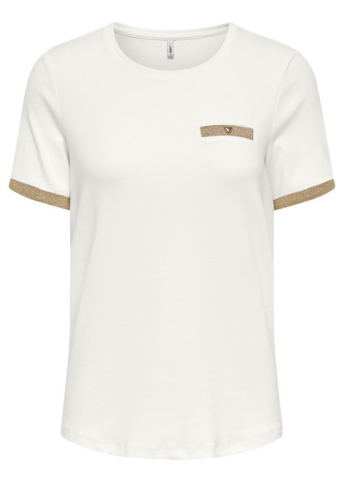 T-shirt en coton biologique blanc à coupe droite pourvu d'un col rond