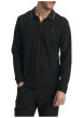 Thumbnail Polo en coton noir uni pourvu d'une coupe droite et d'un col boutonné