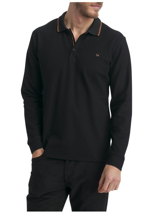 Polo en coton noir uni pourvu d'une coupe...