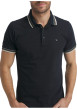 Thumbnail Polo en coton bleu marine uni à coupe droite doté d'un col boutonné