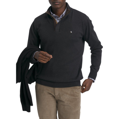 Pull en coton mélangé marron orné du logo avec...
