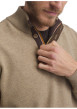 Thumbnail Pull en coton mélangé beige uni doté d'un col camionneur et des manches longues - Image 5