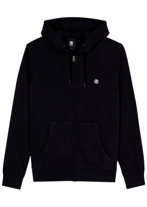 Sweat zippé en coton mélangé noir à coupe droite pourvu de manches longues