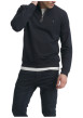 Thumbnail Sweat en coton mélangé stretch bleu marine à coupe droite et manches longues