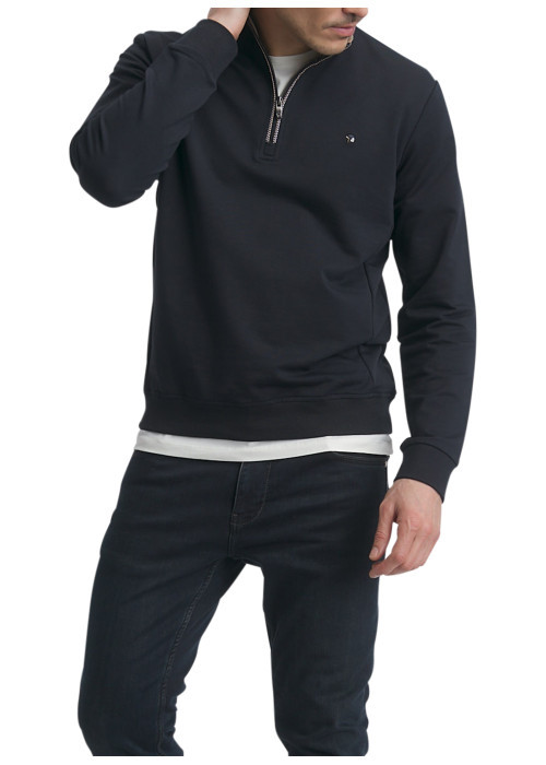 Sweat en coton mélangé stretch bleu marine à...