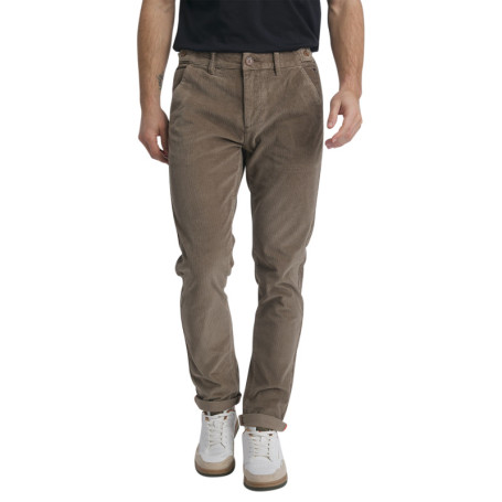 Pantalon chino taupe en coton velours côtelé...