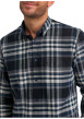 Thumbnail Chemise en coton bleu marine à carreaux pourvue d'une coupe ajustée col à revers - Image 2
