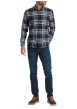 Thumbnail Chemise en coton bleu marine à carreaux pourvue d'une coupe ajustée col à revers - Image 3