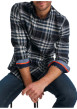 Thumbnail Chemise en coton bleu marine à carreaux pourvue d'une coupe ajustée col à revers - Image 5