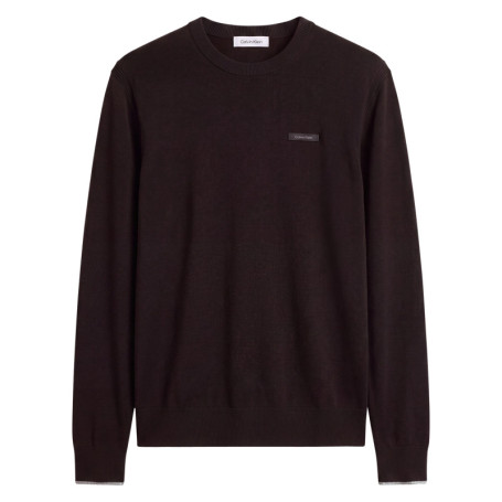 Pull noir uni coupe droite muni d'un col rond...