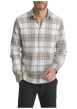 Thumbnail Chemise en coton beige clair à carreaux pourvue d'une coupe ajustée