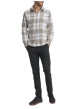Thumbnail Chemise en coton beige clair à carreaux pourvue d'une coupe ajustée - Image 2