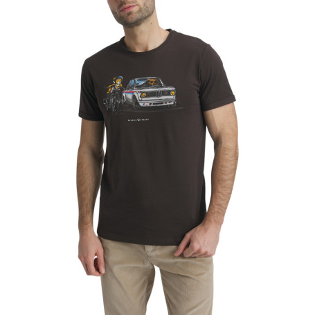 T-shirt en coton chocolat avec un imprimé de...