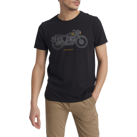 T-shirt en coton noir avec un imprimé moto et...