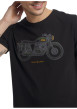 Thumbnail T-shirt en coton noir avec un imprimé moto et une coupe droite - Image 5