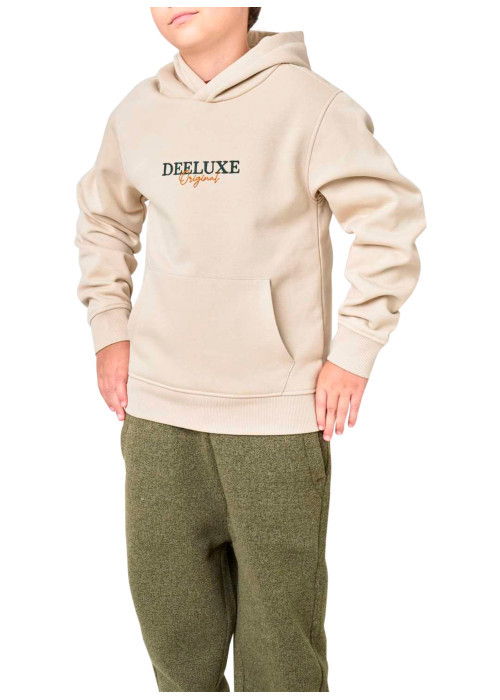 Sweat beige uni à coupe droite avec un col à...