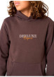 Thumbnail Sweat marron uni à coupe droite avec un logo brodé et un col à capuche - Image 4