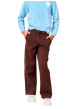 Thumbnail Pantalon chino chocolat uni à coupe droite avec 4 poches et un cordon de serrage