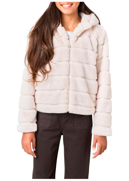 Veste écrue unie à coupe droite avec 2 poches...