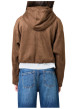 Thumbnail Blouson marron uni à coupe droite avec un col à capuche et 2 poches - Image 2