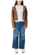 Thumbnail Blouson marron uni à coupe droite avec un col à capuche et 2 poches - Image 3