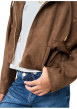 Thumbnail Blouson marron uni à coupe droite avec un col à capuche et 2 poches - Image 4