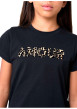 Thumbnail T-shirt manches courtes en coton noir à imprimé léopard avec un col rond - Image 4