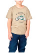 Thumbnail T-shirt en coton beige avec une moto imprimée et une coupe droite