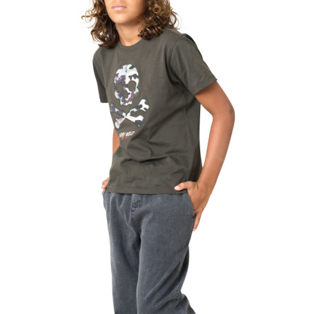 T-shirt en coton kaki camouflage avec une coupe...
