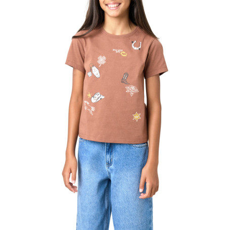 T-shirt en coton chocolat à imprimé Cowboy muni...