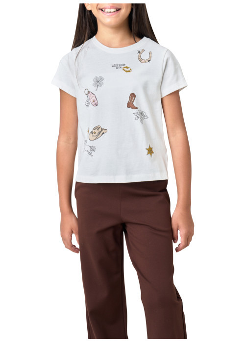 T-shirt en coton blanc à imprimé Cowboy pourvu...