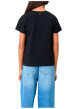 Thumbnail T-shirt en coton noir uni pourvu d'un cœur imprimé et d'un col rond - Image 2
