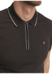 Thumbnail Polo en coton chocolat uni doté d'une coupe droite et d'un col zippé - Image 4