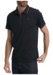 Thumbnail Polo en coton bleu marine uni à coupe droite pourvu d'un col zippé