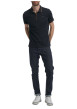 Thumbnail Polo en coton bleu marine uni à coupe droite pourvu d'un col zippé - Image 2