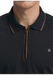 Thumbnail Polo en coton bleu marine uni à coupe droite pourvu d'un col zippé - Image 3