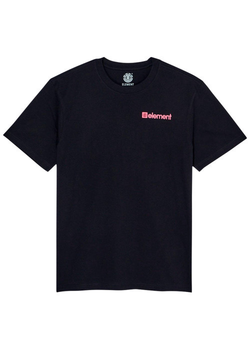 T-shirt en coton biologique noir imprimé à coupe droite pourvu d'un col rond
