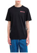Thumbnail T-shirt en coton biologique noir imprimé à coupe droite pourvu d'un col rond - Image 3