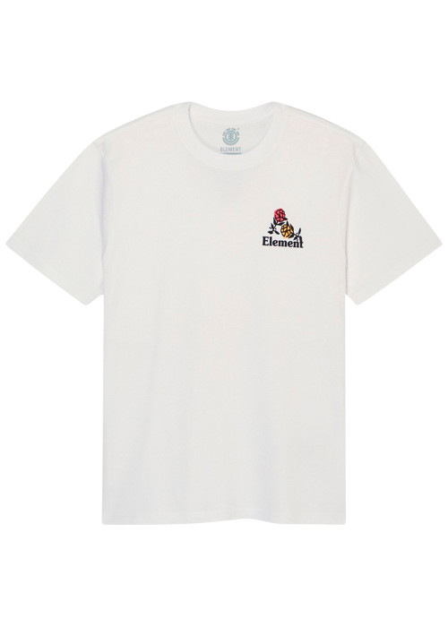 T-shirt en coton biologique blanc imprimé à coupe droite pourvu d'un col rond