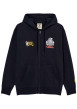 Thumbnail Sweat zippé en coton mélangé noir brodé pourvu de manches longues