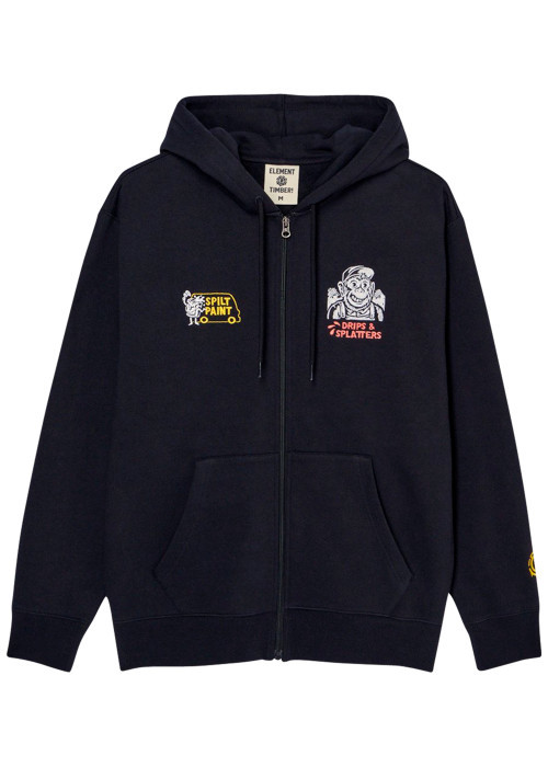 Sweat zippé en coton mélangé noir brodé pourvu...