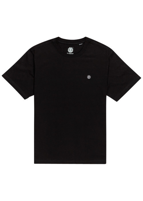 T-shirt en coton biologique noir à coupe droite pourvu d'un col rond
