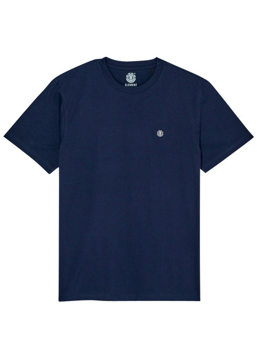 T-shirt en coton biologique marine à coupe droite pourvu d'un col rond