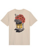 Thumbnail T-shirt en coton biologique beige imprimé à coupe droite pourvu d'un col rond - Image 2