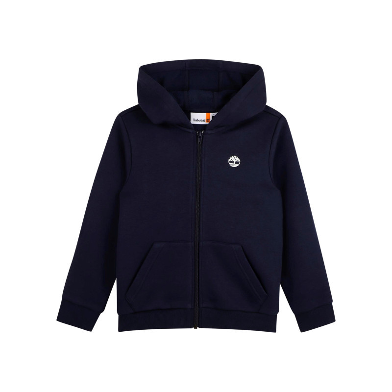Timberland - Sweat Zippé En Coton Mélangé Bleu Marine Uni à Coupe Droite Doté D'une Capuche - Bleu Foncé