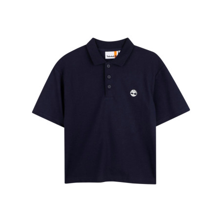Polo en coton bleu marine uni doté d'une coupe...