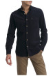 Thumbnail Chemise en coton bleu marine uni munie d'une coupe ajustée et d'un col à revers - Image 2