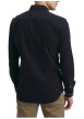 Thumbnail Chemise en coton bleu marine uni munie d'une coupe ajustée et d'un col à revers - Image 3